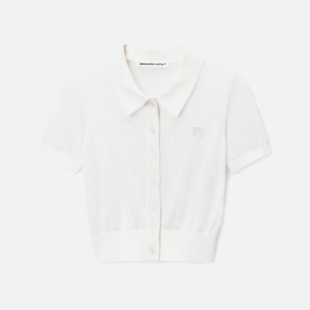 Alexander Wang Short Sleeve Polo Cardigan size XS/S in off white